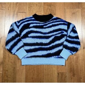 Anthropologie Salma Striped Eyelash Sweater Blue Long Sleeve Women's Small NWOT
